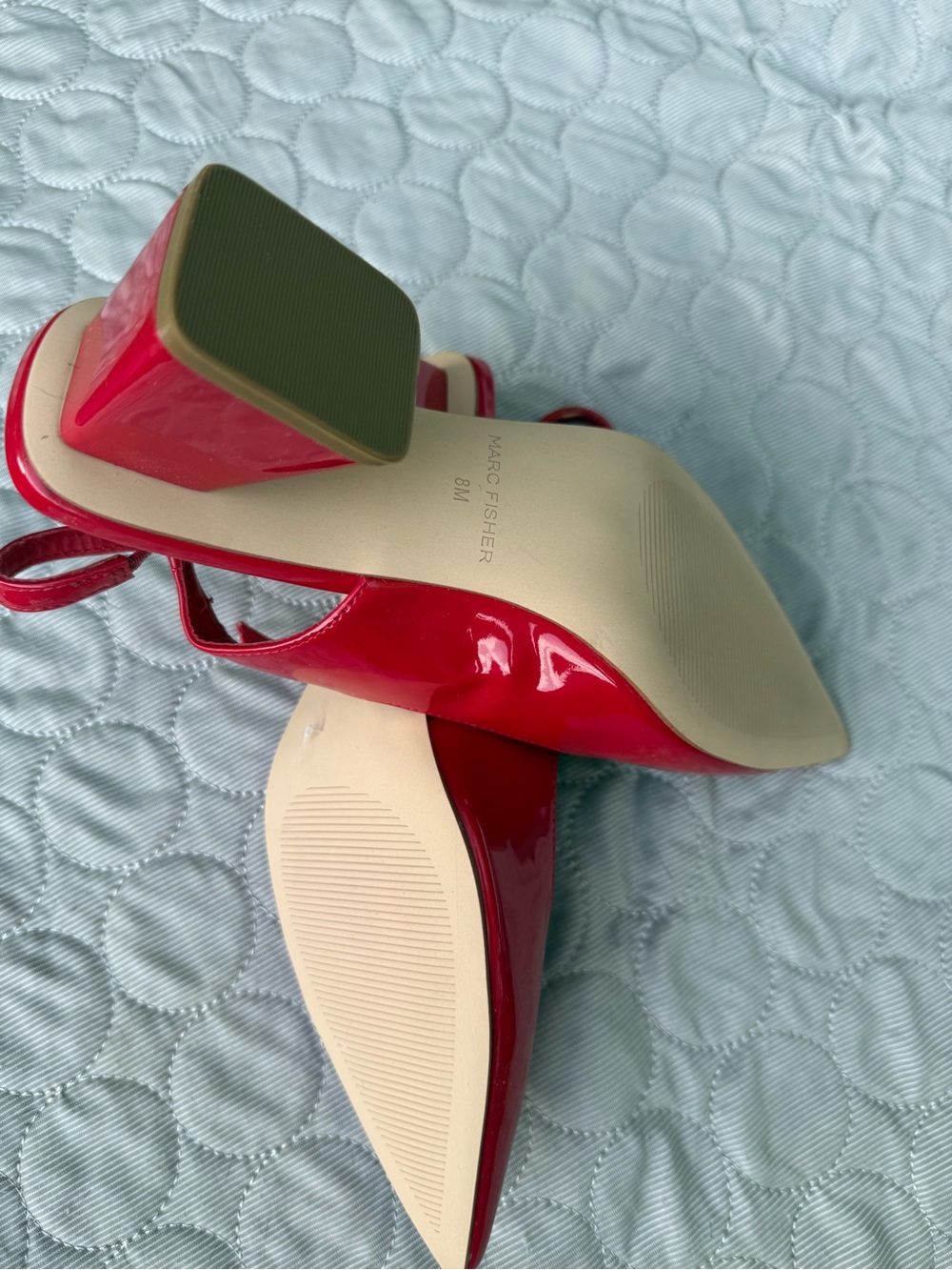 Red Patent Pointed Toe Mary Jane Flats - Marc Fisher NWOT SZ 7-1/2 - Picture 7 of 8